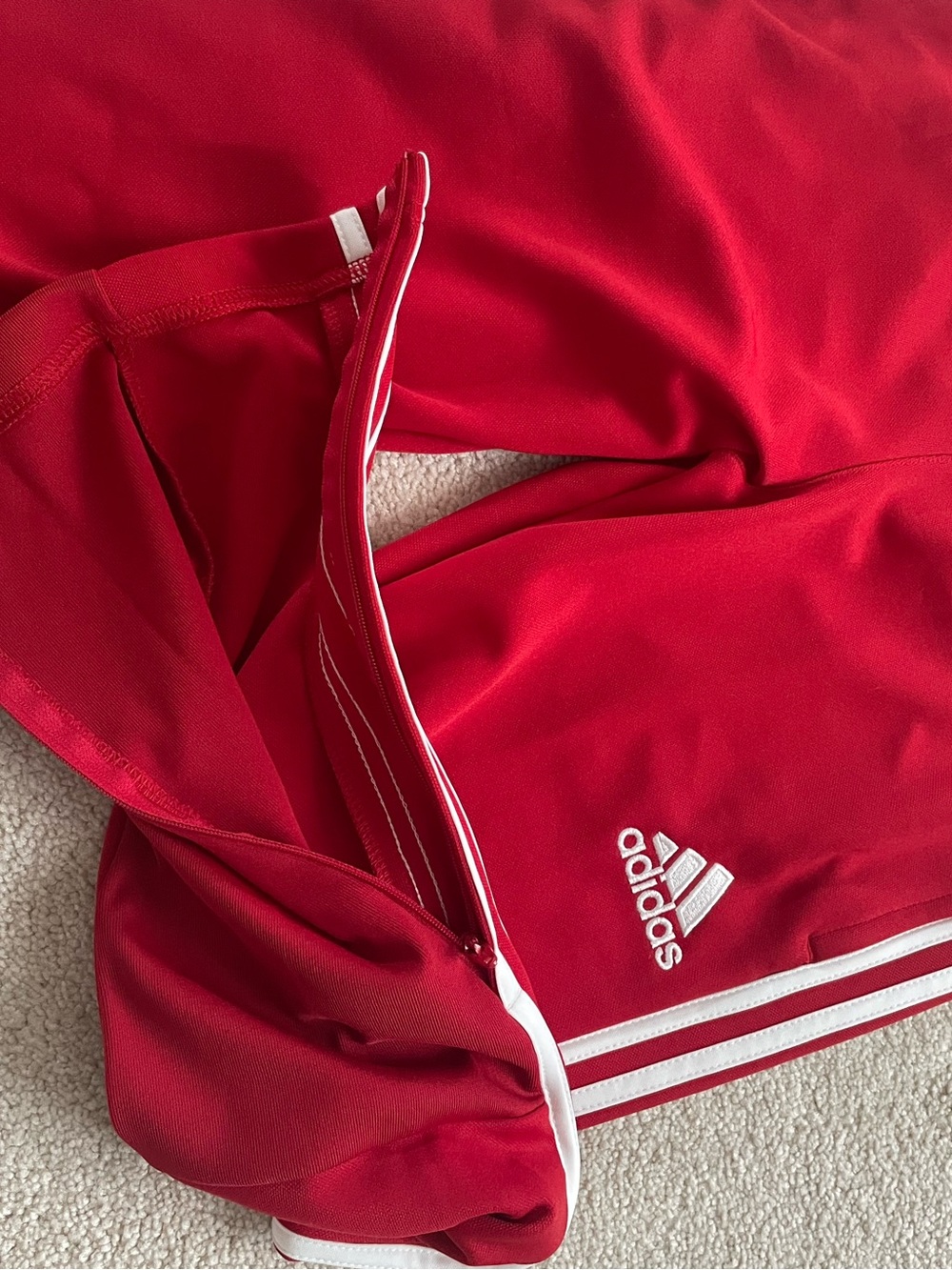 adidas Red Soccer Pants with White Side Stripes - Picture 3 of 5